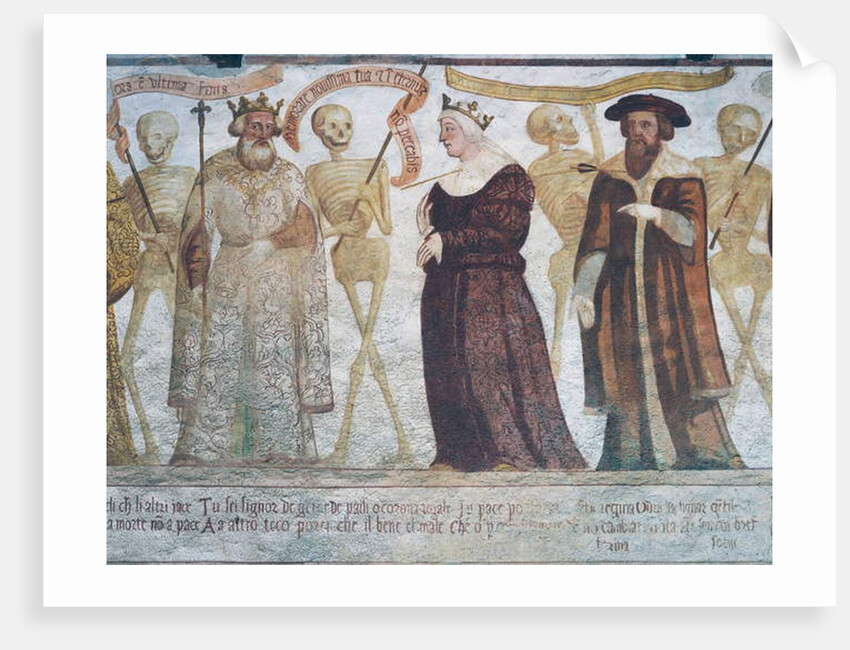 Death with the King, the Queen and the Doctor, detail from The Dance of Death, 1539 by Simone II Baschenis