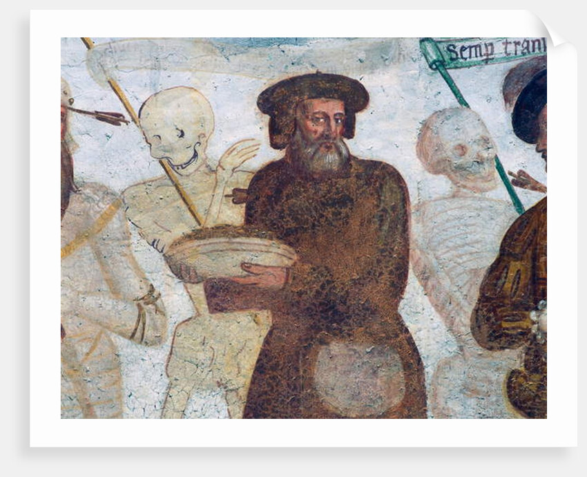 Death with the rich miser, detail from The Dance of Death, 1539 by Simone II Baschenis