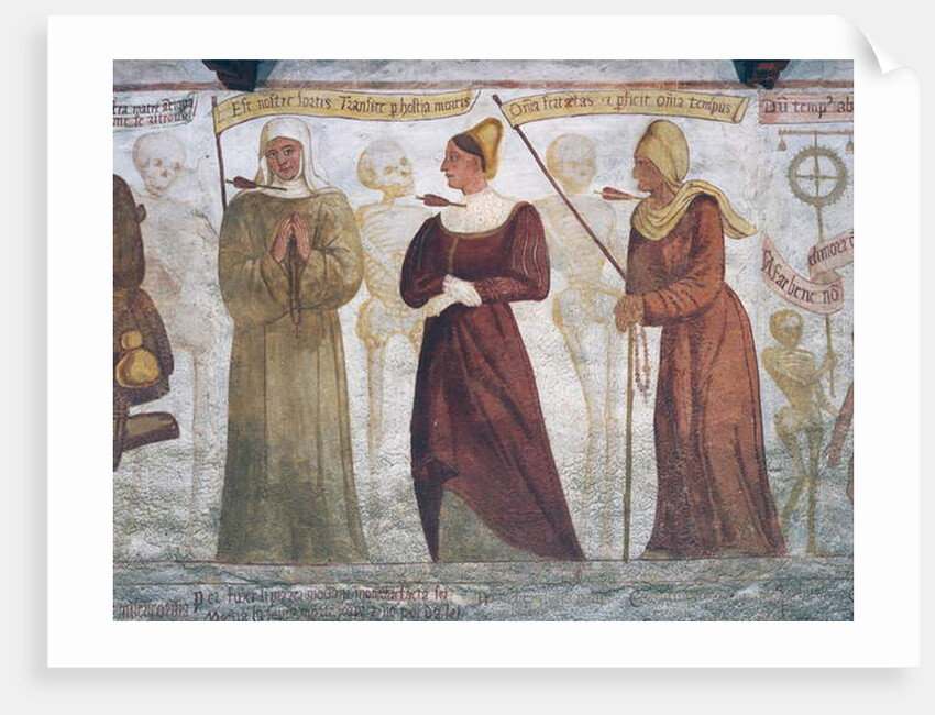 Death with the nun, the young woman and the old woman by Simone II Baschenis