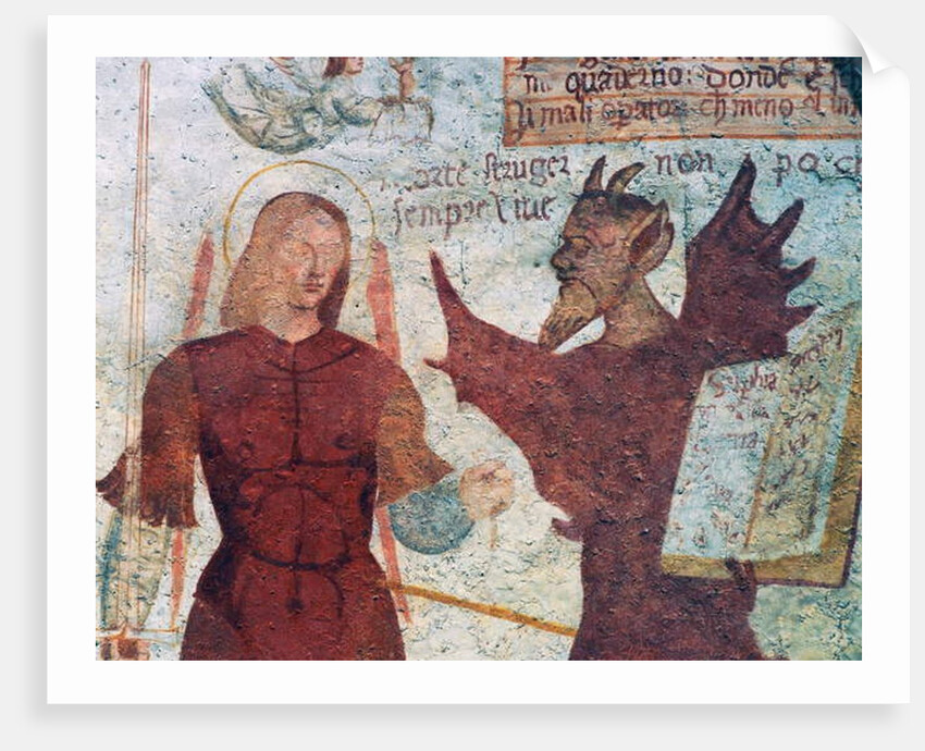 The Archangel Michael and the devil with the book of the seven deadly sins by Simone II Baschenis