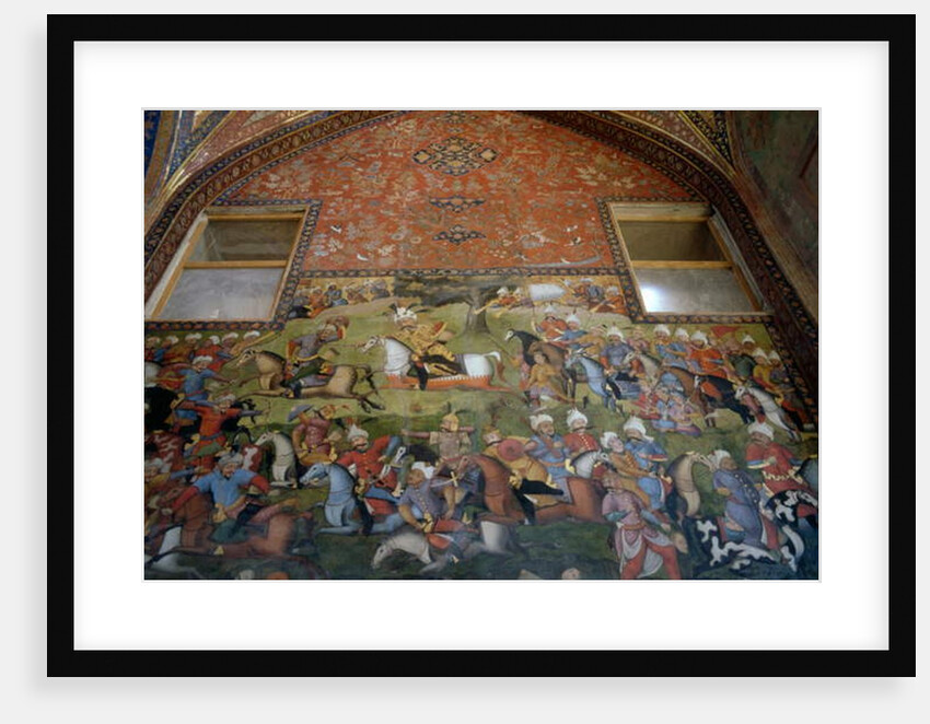 Battle of Taher-Abad or Battle of Merv with victory of Shah Ismail I over Muhammad Shaybani Khan, Reception Hall, 1647 by Persian School