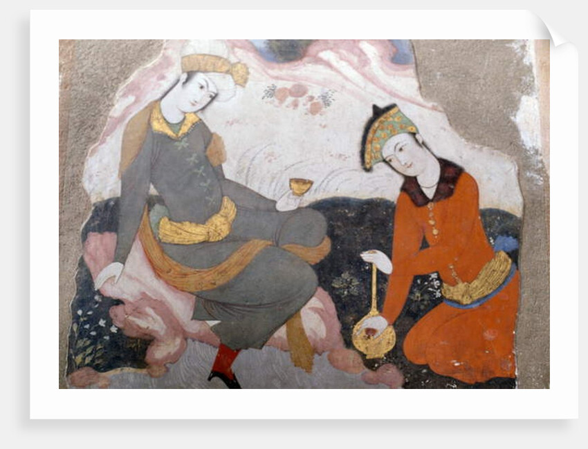 Female figures with glass and bottle, 1647 by Persian School