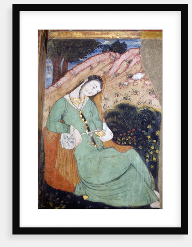 Female figure with glass and bottle, 1647 by Persian School