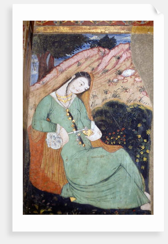 Female figure with glass and bottle, 1647 by Persian School