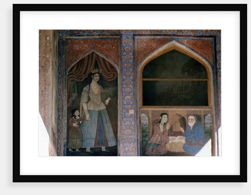 Woman with little girl and seated characters, 1647 by Persian School