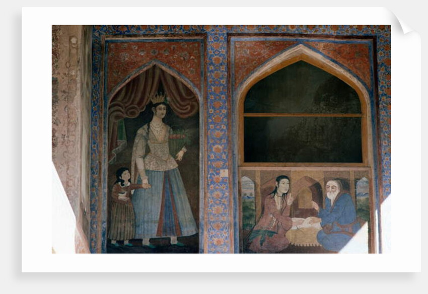 Woman with little girl and seated characters, 1647 by Persian School