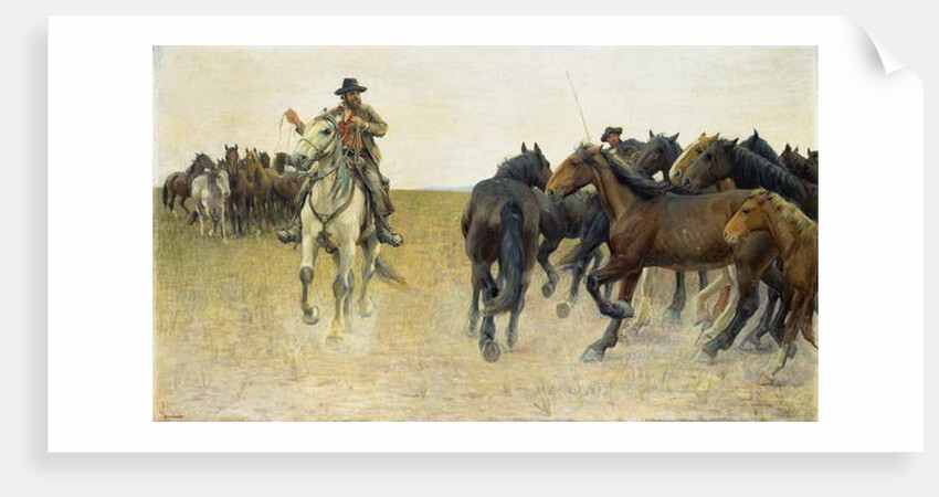 Horses on the Pisan plain by Luigi Gioli