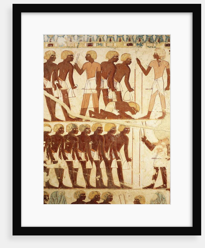 Detail of frescoes de[icting the army receiving rations by Egyptian 18th Dynasty