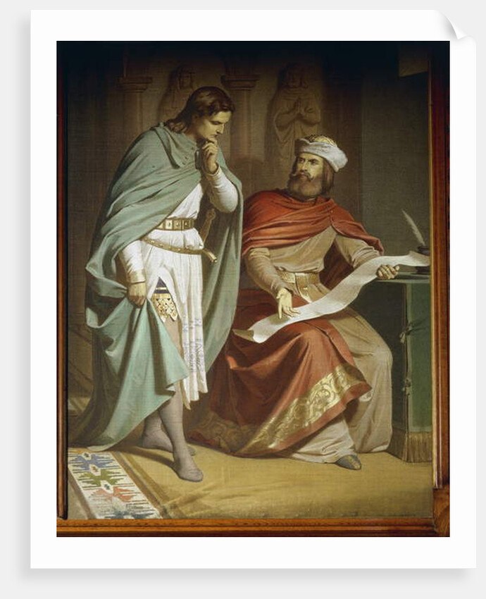 Wolfram von Eschenbach translates the poem 'Willehalm' to Walther von der Vogelweide by Ferdinand II Piloty