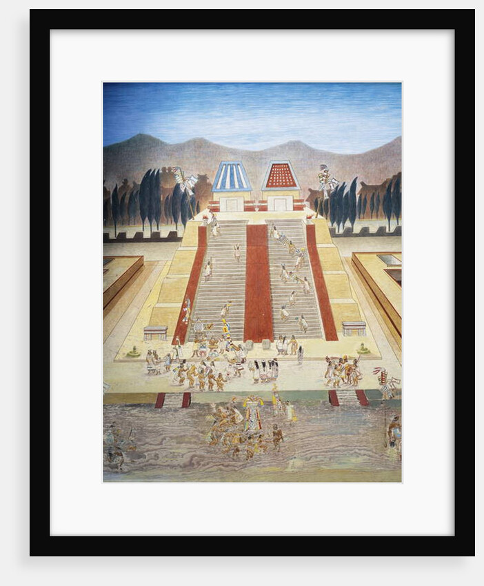 Reconstruction of consecration ceremony of the Templo Mayor in the main square of Tenochtitlan by School Mexican