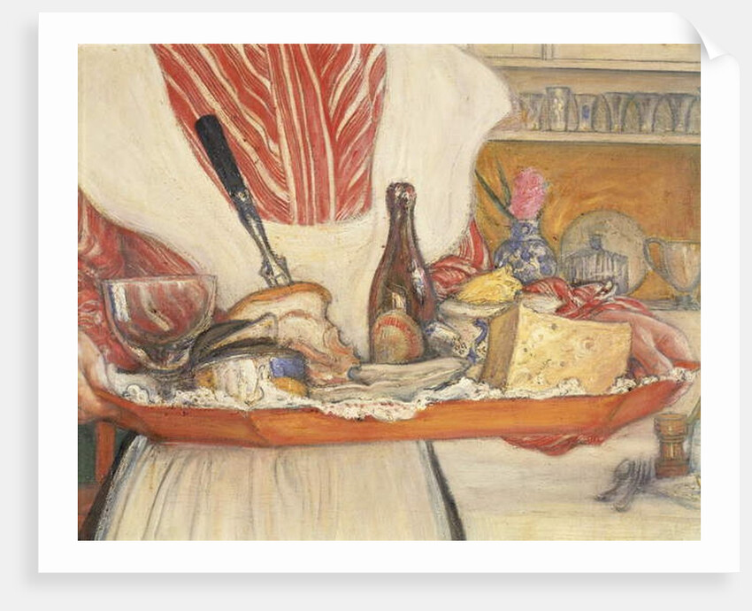Housemaid, breakfast tray, detail by Carl Larsson