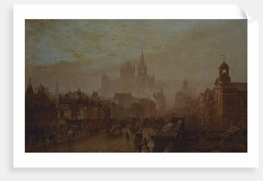 The Station and Saint Pancras Hotel on Pentonville Road, London sunset, 1884 by John O'Connor