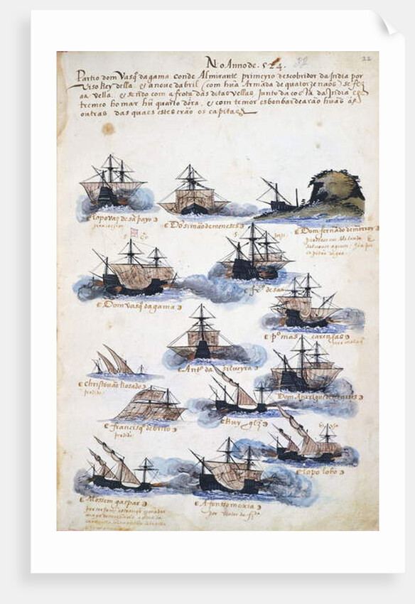 Voyages of Vasco da Gama, the Portuguese expedition, 1524 by Portuguese School