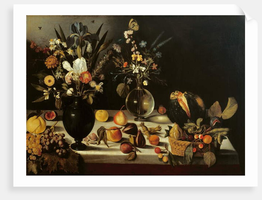 Still life with flowers and fruit, by Master of the Hartford Still Life, c.1600-10 by Michelangelo Merisi da Caravaggio