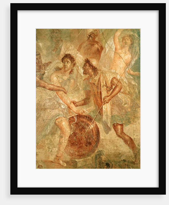 Ulysses and Diomedes recognizing Achilles disguised as the female Pyrrha among the Daughters of Lycomedes at Skyros, from Pompeii by Roman