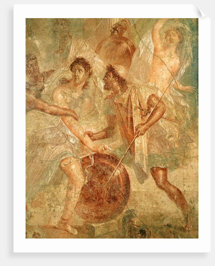 Ulysses and Diomedes recognizing Achilles disguised as the female Pyrrha among the Daughters of Lycomedes at Skyros, from Pompeii by Roman