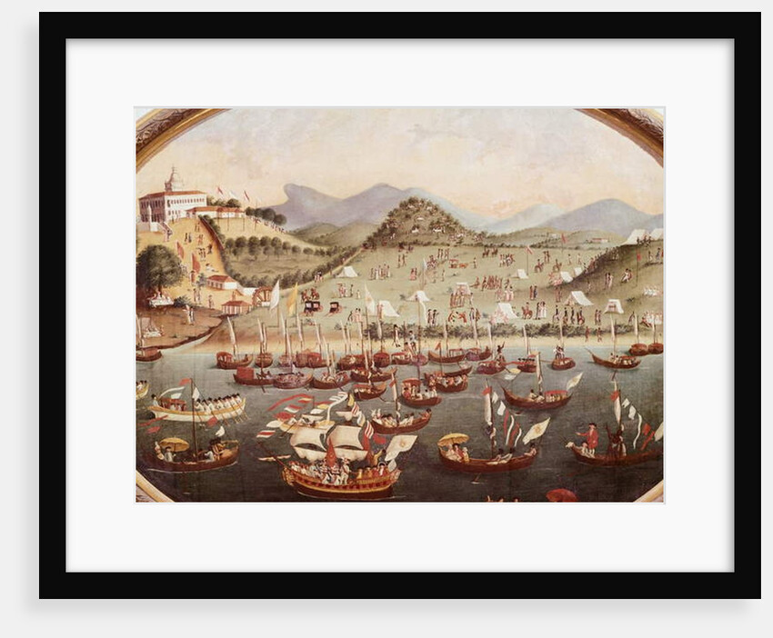 Procession of boats on the water in front of Lazares Hospital, Rio de Janeiro, 1787 by Leandro Joaquim