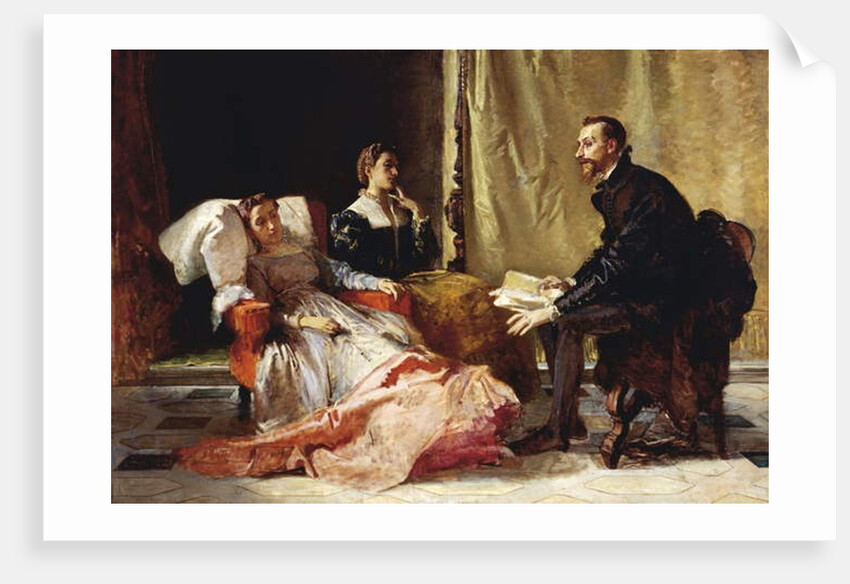 Torquato Tasso reading Liberated Jerusalem to Eleonora d'Este, detail, 1865 by Domenico Morelli