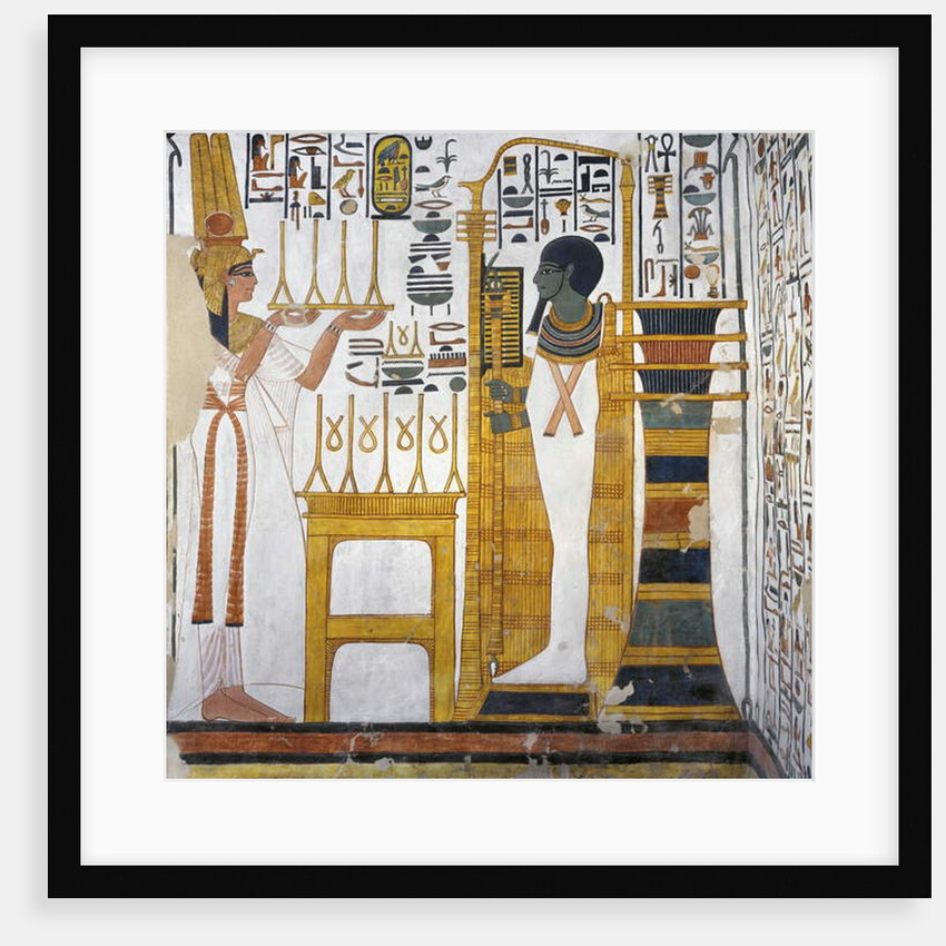 Nefertari making an offering of linen to Ptah by Egyptian 19th Dynasty