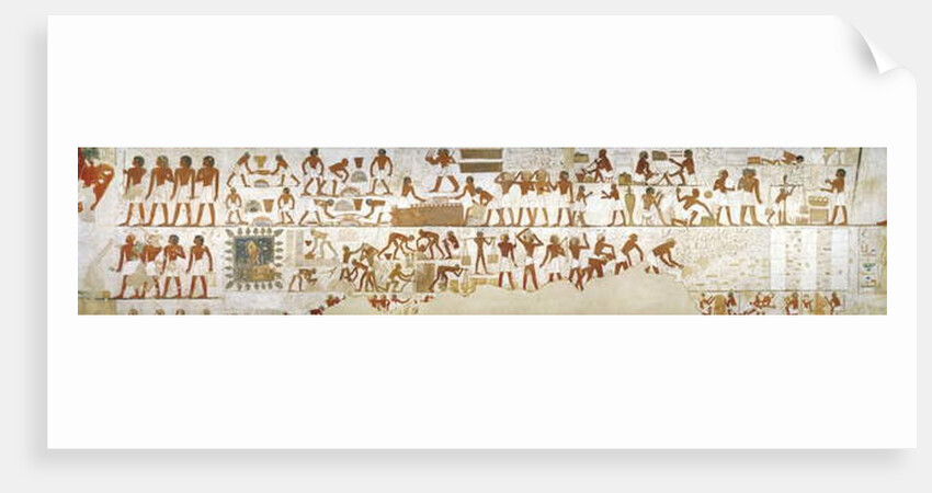 Craftsmen, burial chamber in the Tomb of city governor and vizier Rekhmire, Sheikh 'Abd al-Qurna, Egypt (wall painting_ by Egyptian 18th Dynasty