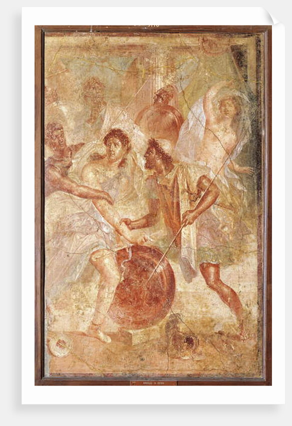 Ulysses and Diomedes recognizing Achilles disguised as the female Pyrrha among the Daughters of Lycomedes at Skyros, from Pompeii by Roman