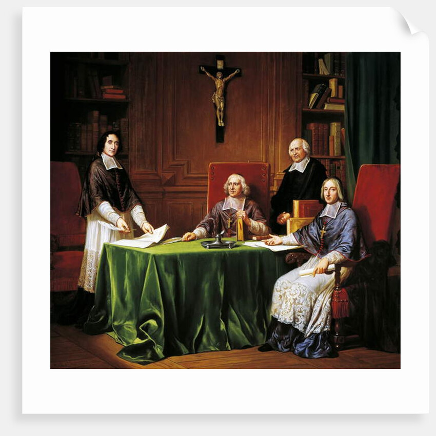 Signing Articles of Issy conference held in 1697 between Jacques Benigne Bossuet, Louis-Antoine Noailles Francois Fenelon, 1697 by French School