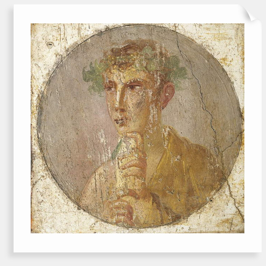 Portrait of a young man holding a papyrus scroll, 55-79 AD by Roman
