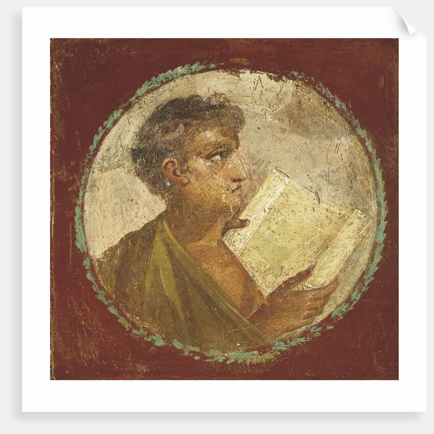 Portrait of a young man holding a papyrus scroll, 55-79 AD by Roman