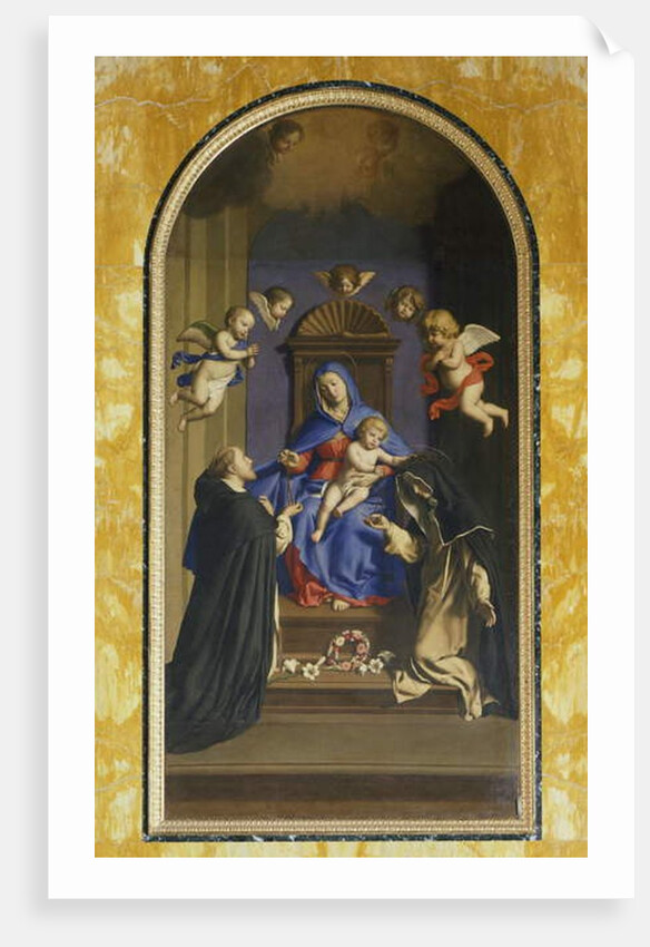 Our Lady of the Rosary with St Dominic and St Catherine, Chapel of St Catherine, Basilica of St Sabine, Rome, Italy, 17th century by Il (1609-85) Sassoferrato