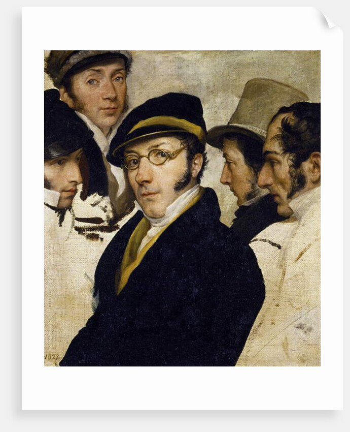 Self-portrait with friends Migliara, Palagi, Grossi, Molteni, c.1825 by Francesco Hayez