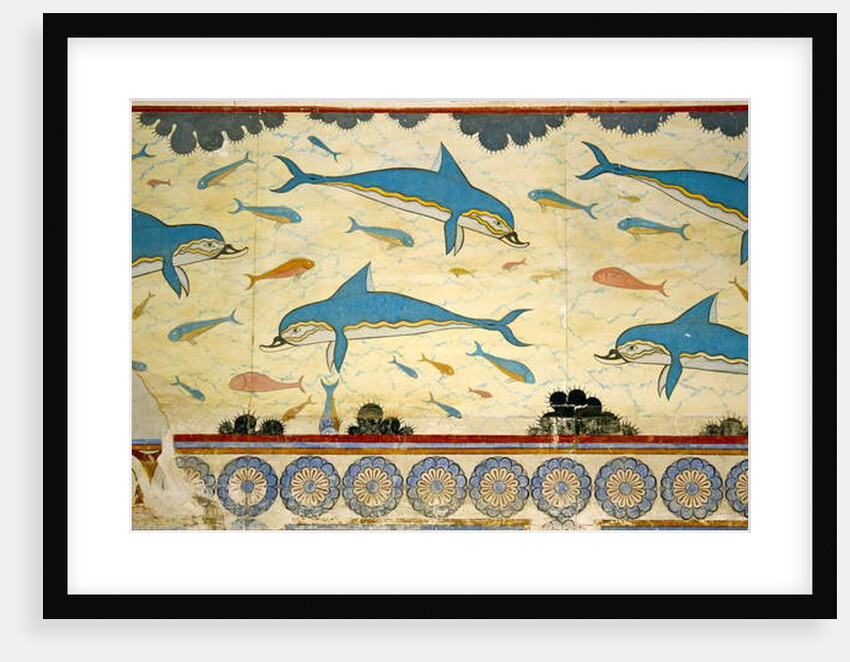 The Dolphin Fresco in the Queen's Bathroom, Knossos, Crete 1550-1450 BC by Minoan Minoan