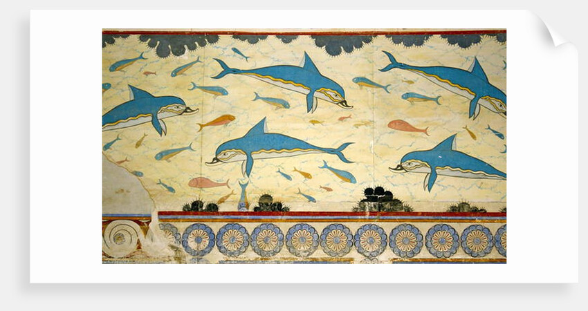 The Dolphin Fresco in the Queen's Bathroom, Knossos, Crete 1550-1450 BC by Minoan Minoan