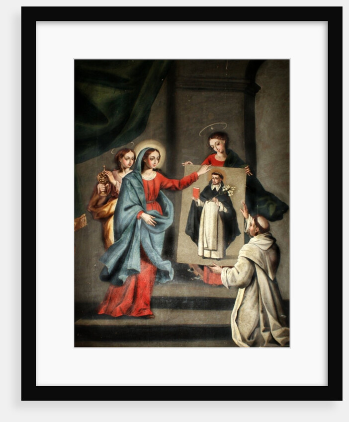 A saint presenting a portrait of St. Dominic to the Virgin Mary by Spanish School
