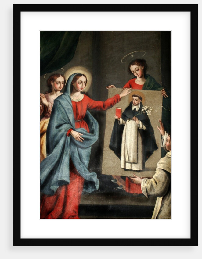 A saint presenting a portrait of Saint Dominic to the Virgin Mary by Spanish School