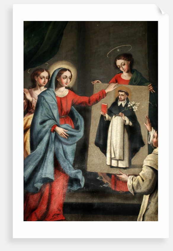 A saint presenting a portrait of Saint Dominic to the Virgin Mary by Spanish School