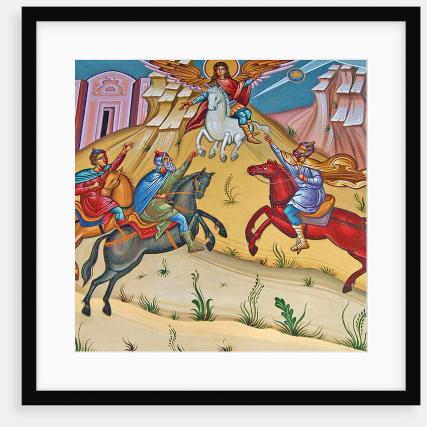 The Archangel Michael on a white horse seeing off Turk Invaders, Cyprus by Cypriot Cypriot