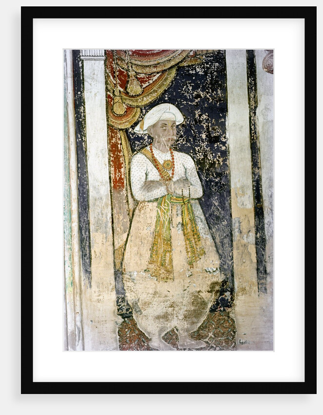 Mural of Kalerao Appa or Chinnanna in Maratha Darbar Hall at Thanjavur Palace, Tanjore, Tamil Nadu, India by Anonymous