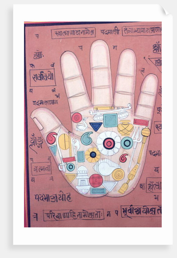 Tantric diagram of the right hand by School Indian