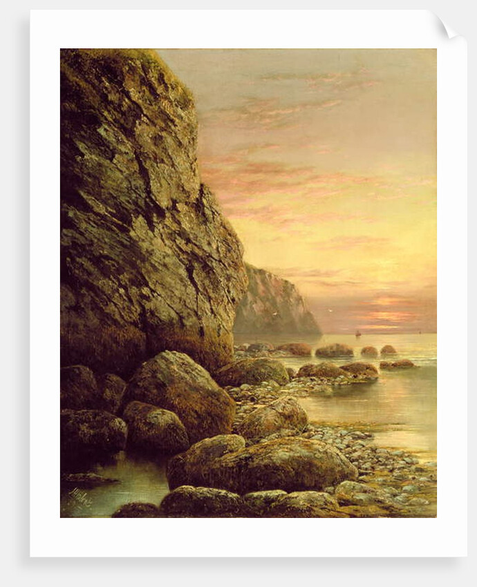 Seascape with Cliff at Sunset, 1889 by J. H. Blunt