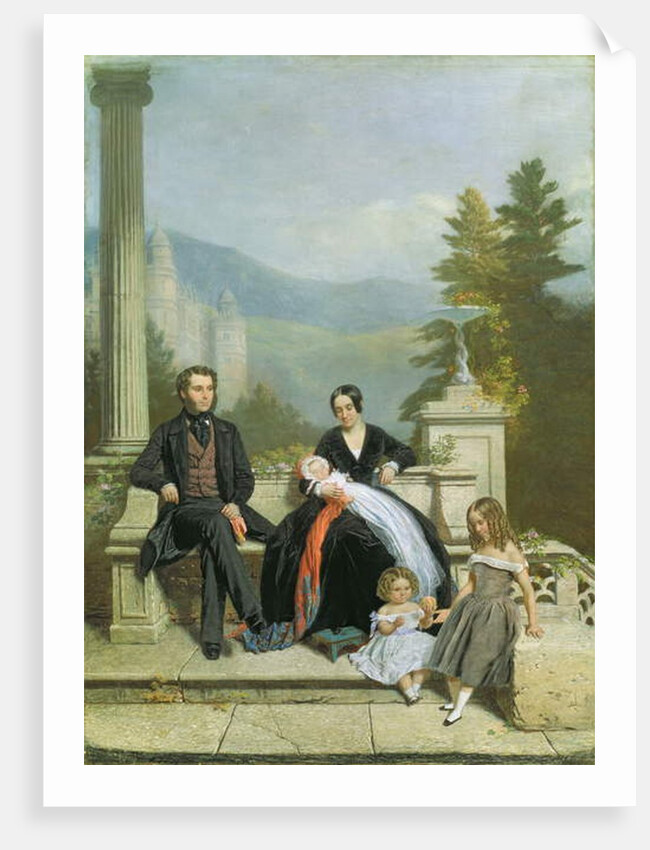 Henry Granville Fitzalan Howard with Minna Lyons and his three elder children, 1845 by Victor Dartiguenave