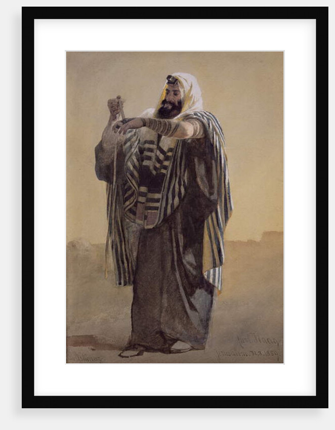 A Jerusalemite Shepherd Winding the Phylacteries for the Hand, 1895 by Carl Haag