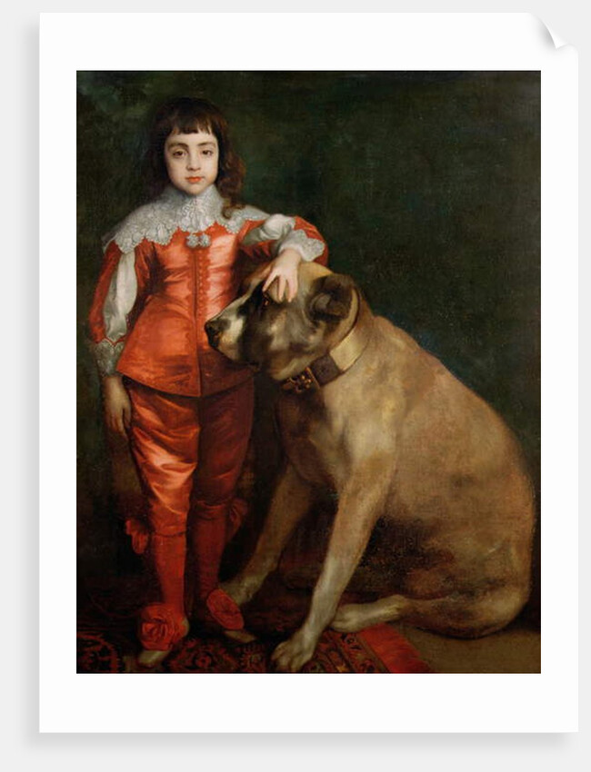 Full length portrait of Charles II as a boy with a mastiff by Anthony van Dyck