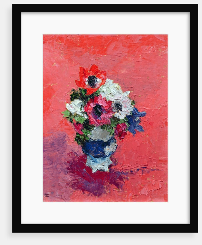 Anemones on a red ground, 1992 by Diana Schofield