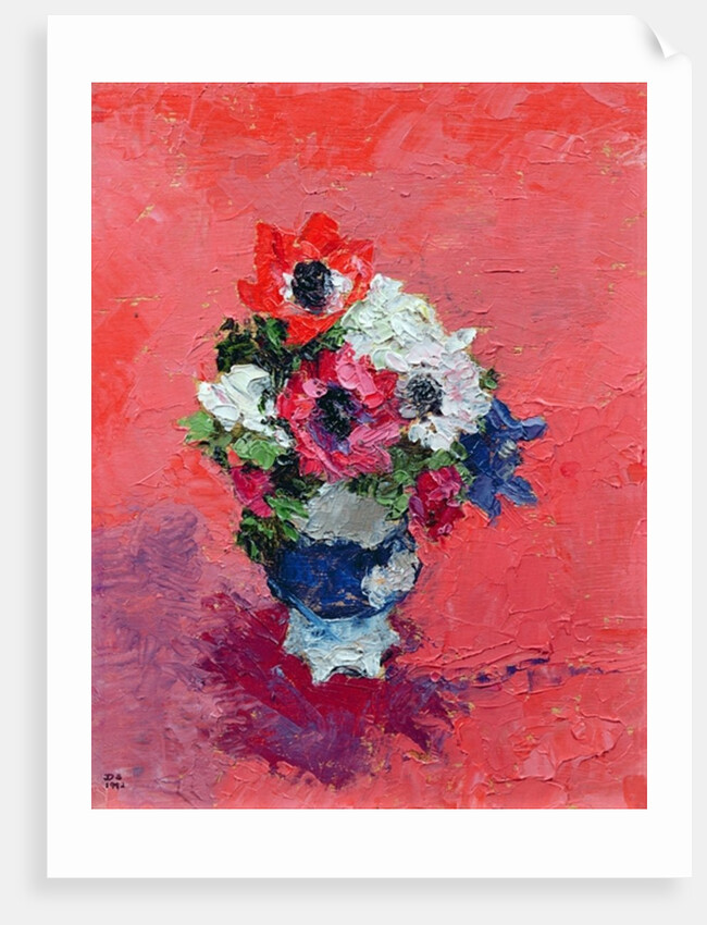 Anemones on a red ground, 1992 by Diana Schofield