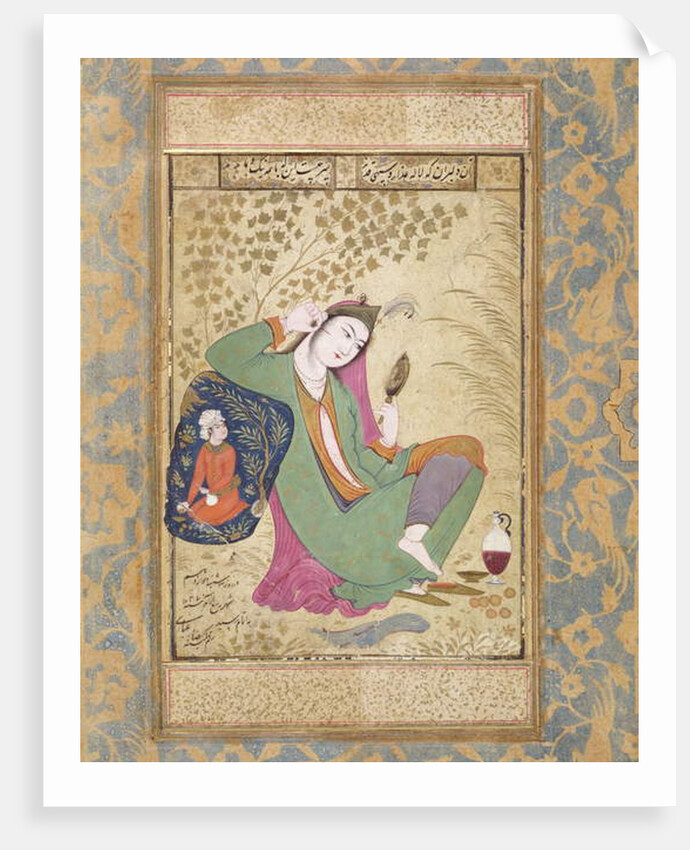 Lady with a Mirror, 16th/17th century by Riza-i Abbasi