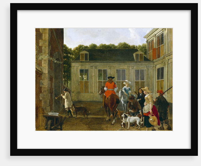 Hunting Party in the Courtyard of a Country House, c.1665 by Ludolf de Jongh