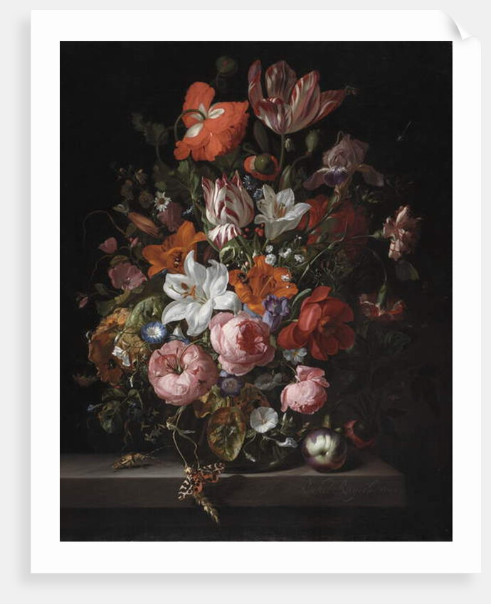 Flowers in a Glass Vase, 1704 by Rachel Ruysch