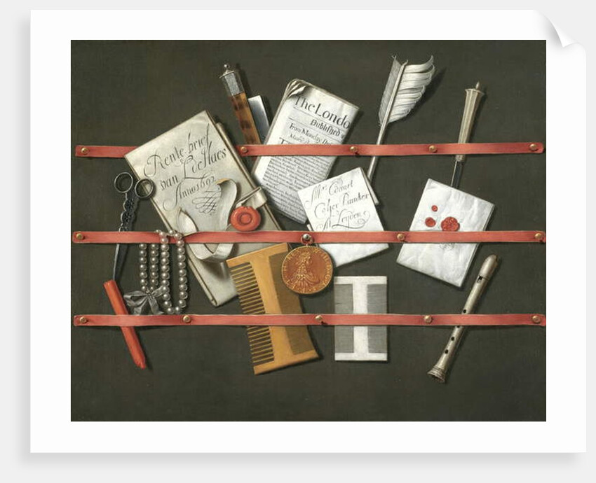 Still Life, A Letter Rack, 1692 by Edwaert Colyer or Collier