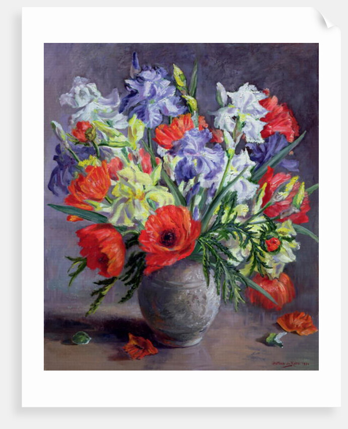 Poppies and Irises, 1991 by Anthea Durose