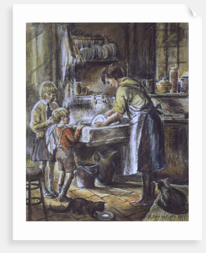 Helping with the Washing Up, 1975 by Anthea Durose